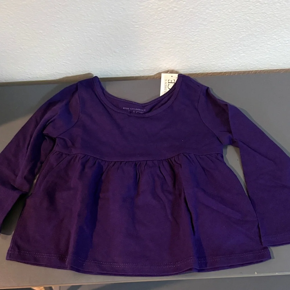 Purple Long-Sleeve Peplum Top for KiBrand Not Visible